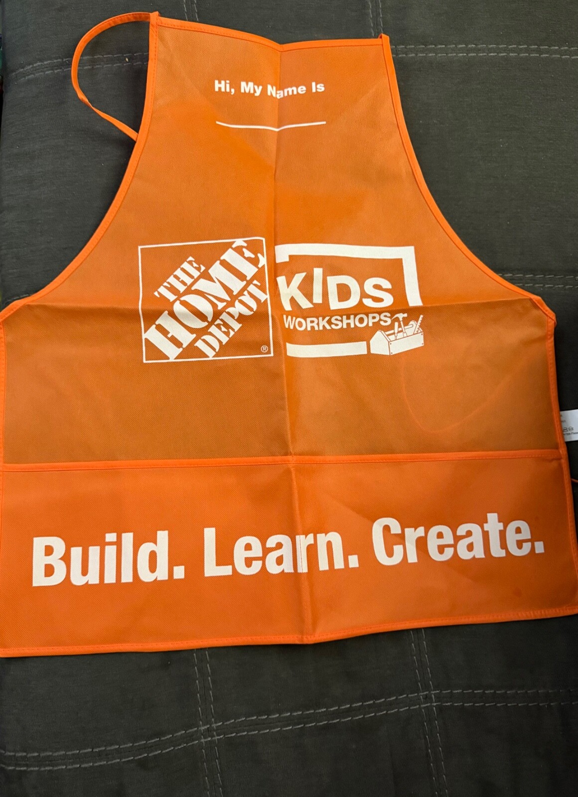 Home Depot Kids Workshop Apron New orange 2 pockets craft smock large 