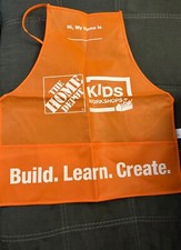Home Depot Kids Workshop Apron New orange 2 pockets craft smock large 
