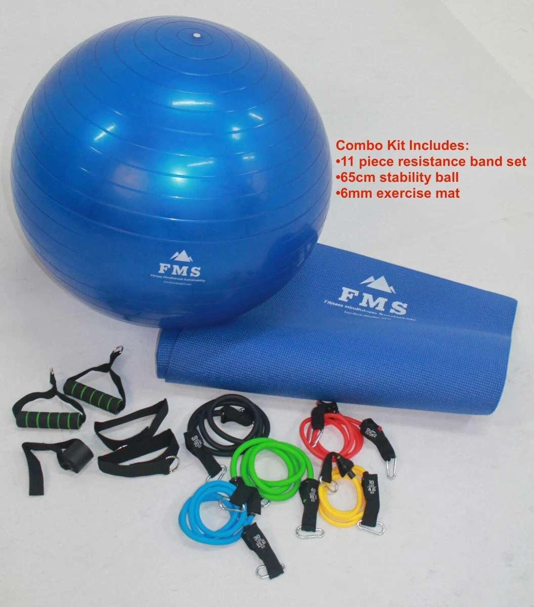 Resistance bands, exercise balls and mats