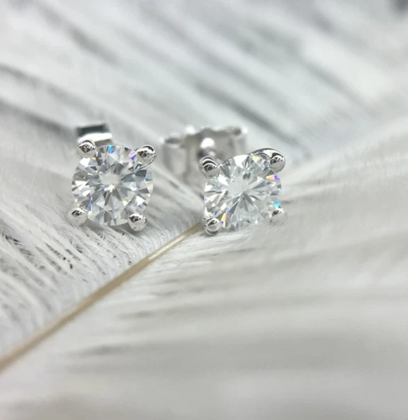 4Prong 0.6CT 3mm Moissanite Stud Earrings 925 Sterling Silver Women Jewel No GRA - Image 4 of 4