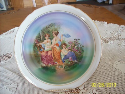 Schumann Bavaria Porcelain China Decorative Three Maiden's Antique Hanging Plate