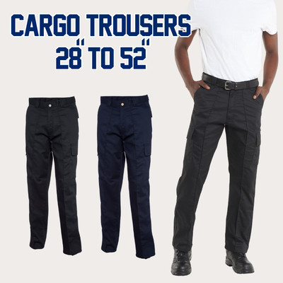 Pantalon Cargo Travail Combat — Noir, Taille 40, Longueur 33" — Pour Sécurité, Police, Outdoor