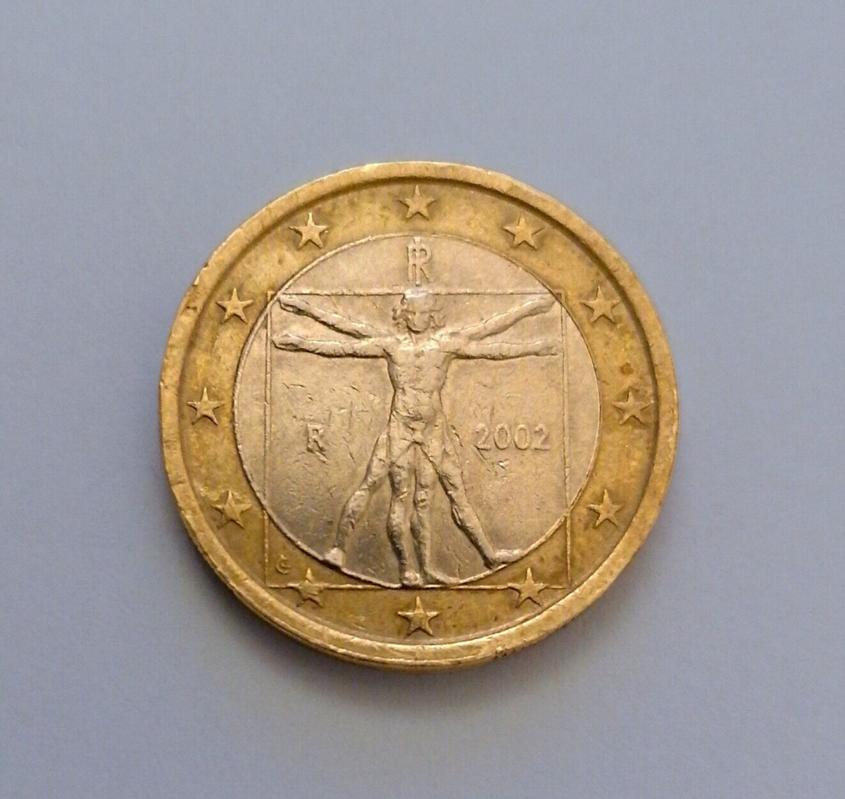 1 EUR Euro Coin 2002 Italy Vitruvian Man - da Vinci Collectible Numismatic 1 EUR Euro Coin 2002 Italy Vitruvian Man - da Vinci Collectible Numismatic