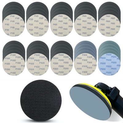 5 Inch Sandpaper 51pcs Wet Dry Hook Loop Foam Pad Assorted Grit Automotive Wood