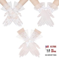 Gvhntk 3 Pairs Lace Gloves Women Tea Party Gloves Vintage Elegant Bow Short