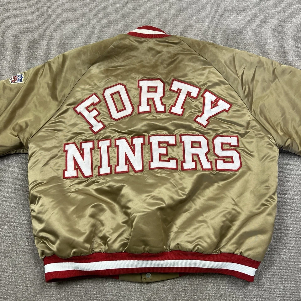 Vintage Chalk Line San Francisco Forty Niners Satin Bomber Jacket Mens XL 49ers - Image 2 of 4