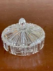 Vtg 1930s Anchor Hocking Old Cafe Candy Dish Lid Clear Round Molded Glass SG#68