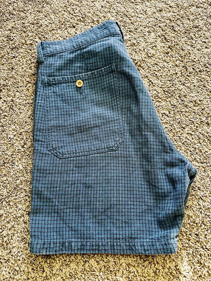 visvim Sky Blue Check Mens Shorts Button Fly Size S(1) Made In Japan - Image 3 of 4