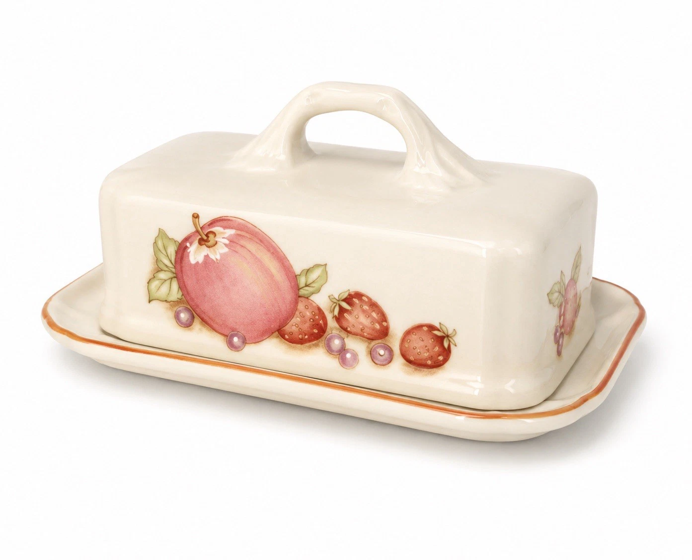 Coloroll Strawberry Butter Dish Made In England Ceramic Cottagecore Lidded Retro