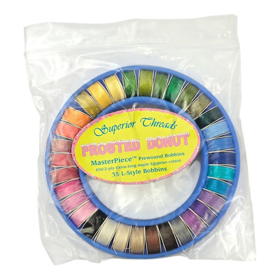 Superior Threads 33 L-Style Bobbins ''Frosted Donut'' Multi Color #50 2 Ply Cotton