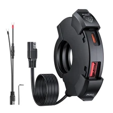 Motorcycle Charger, Ultra-Narrow Dual USB Type C 30W PD & Quick Charge 3.0 Mo...