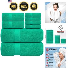 100 Cotton Bath Towel Set   8 Piece Bathroom Towel Set
