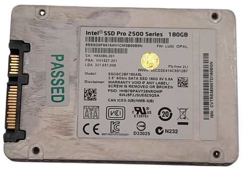 Intel SSD Pro 2500 Series SSDSC2BF180A5L 180GB Sata 2,5" SSD 90-99% Health