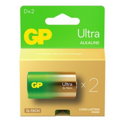 2 GP Ultra Alkalisch G-Tech LR20 D Batterie Langlebig Power Blister Exp 2033