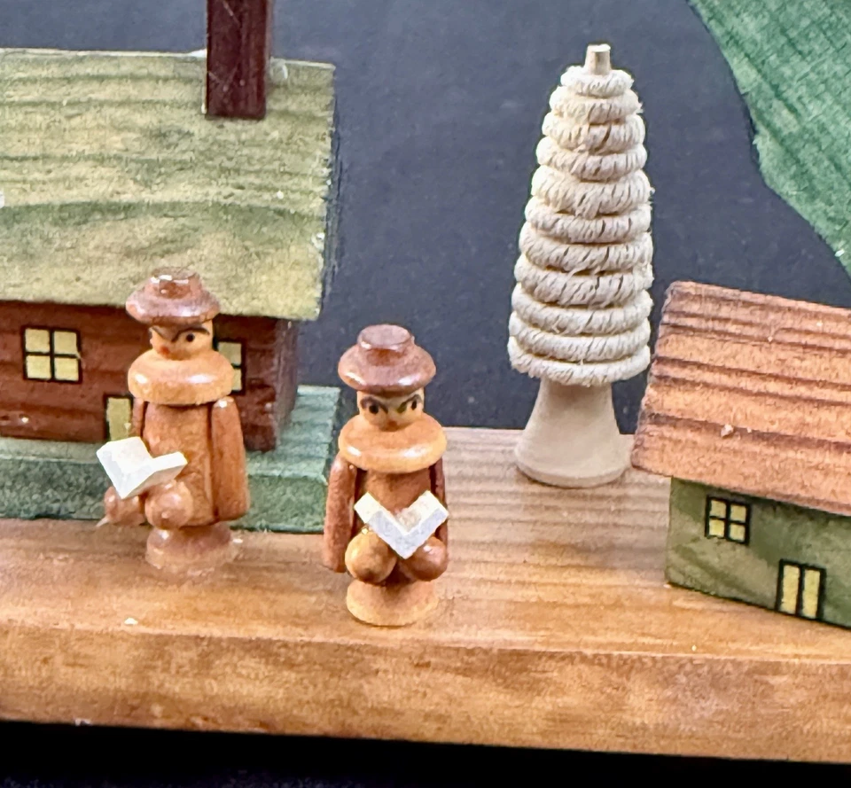 Arco de velas alemán Erzgebirge Schwibbogen casas árboles villancicos 10" x 5,25" LEER Foto 3 de 4