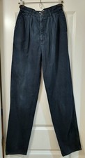 100 COTTON Calvin Klein Vintage High Waisted Pleated Pants Dark Blue 27x33 10