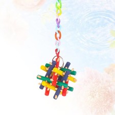 Hanging Parrot Bird Bite Toy Colorful Wood Chewing Ball Toy Parrot Cage