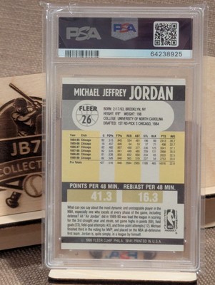 1990-91 Fleer MICHAEL JORDAN #26 ERROR NO LINE on back HOF GEM 