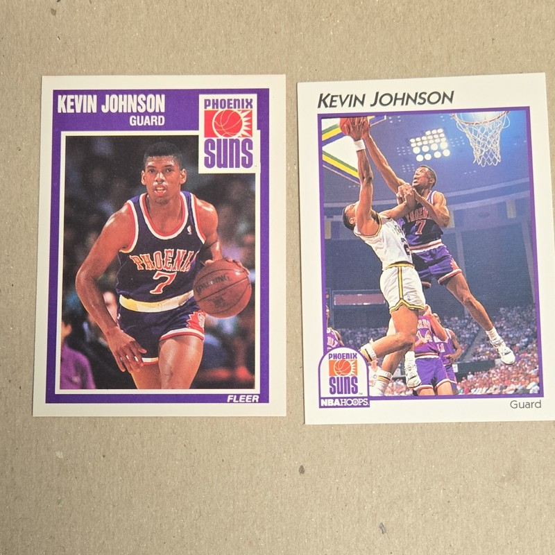Kevin Johnson Phoenix Suns 1989-90 Fleer #123 & NBA Hoops #33 2-Card Lot