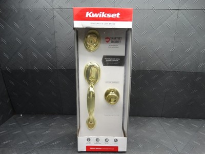 Kwikset Dakota Polished Brass Single Cylinder Door Handleset w/ Tylo Door Knob