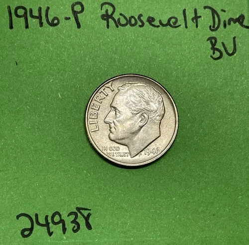 1946 P Roosevelt Dime BU Uncirculated Mint State 90% Silver 10c US Coin