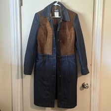 Dolce & Gabbana Women's Denim Long Coat Flannel Lined Medium Calf Made Italy