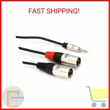 Hosa HMX-003Y Pro Stereo Breakout, REAN 3.5 mm TRS to Dual XLR3M, 3 Feet