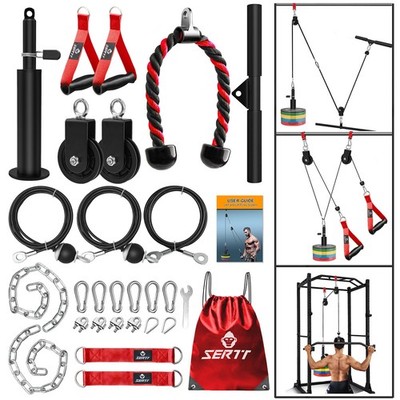 Weight Cable Pulley System Gym, Upgraded Cable Pulley Attachments For Lat Pull