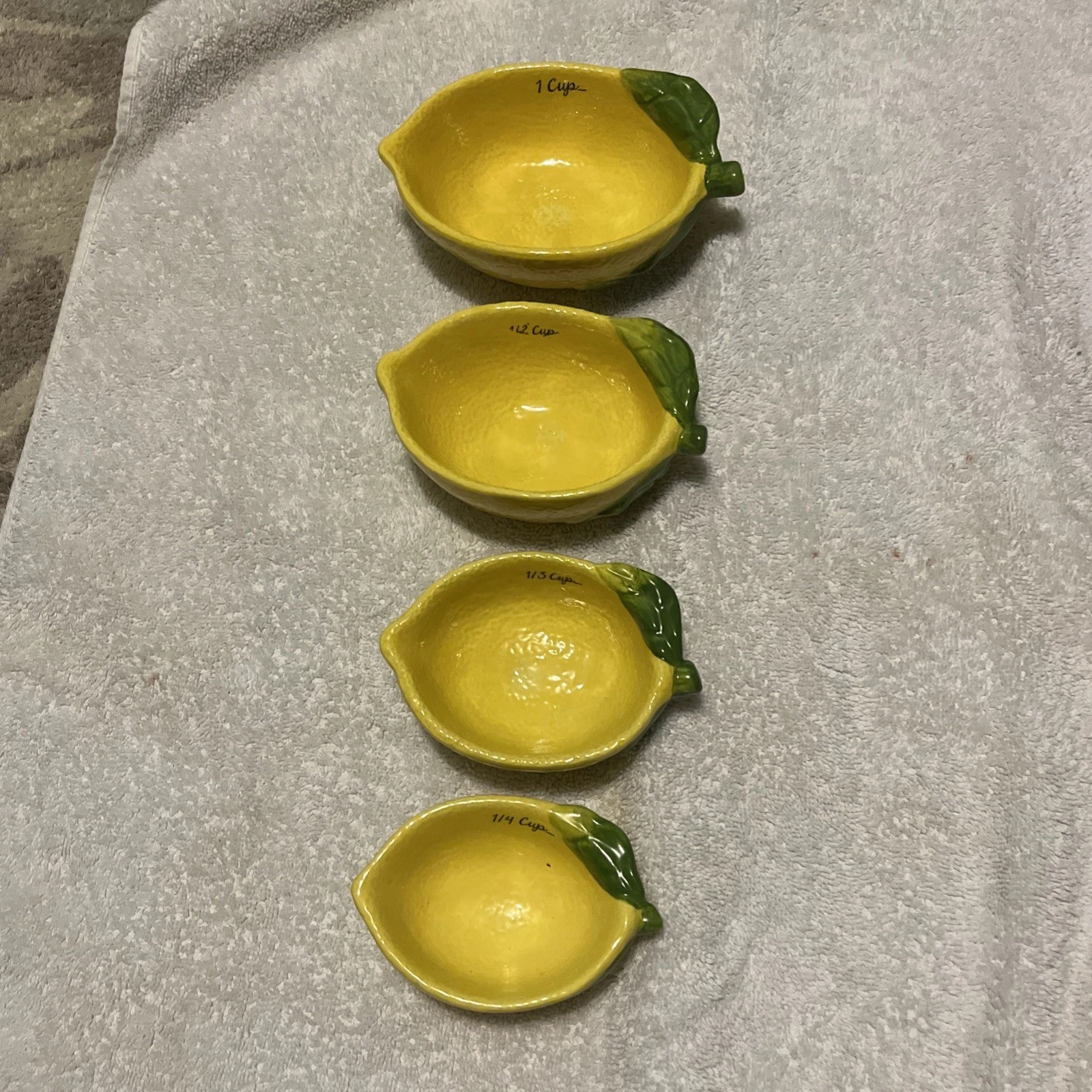 World Market Nesting Lemon Design Measuring Cups. Set Of 4.