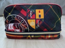 Estee Lauder Preppy Plaid Fancy Makeup Case 2 Compartment Cosmetic Organizer