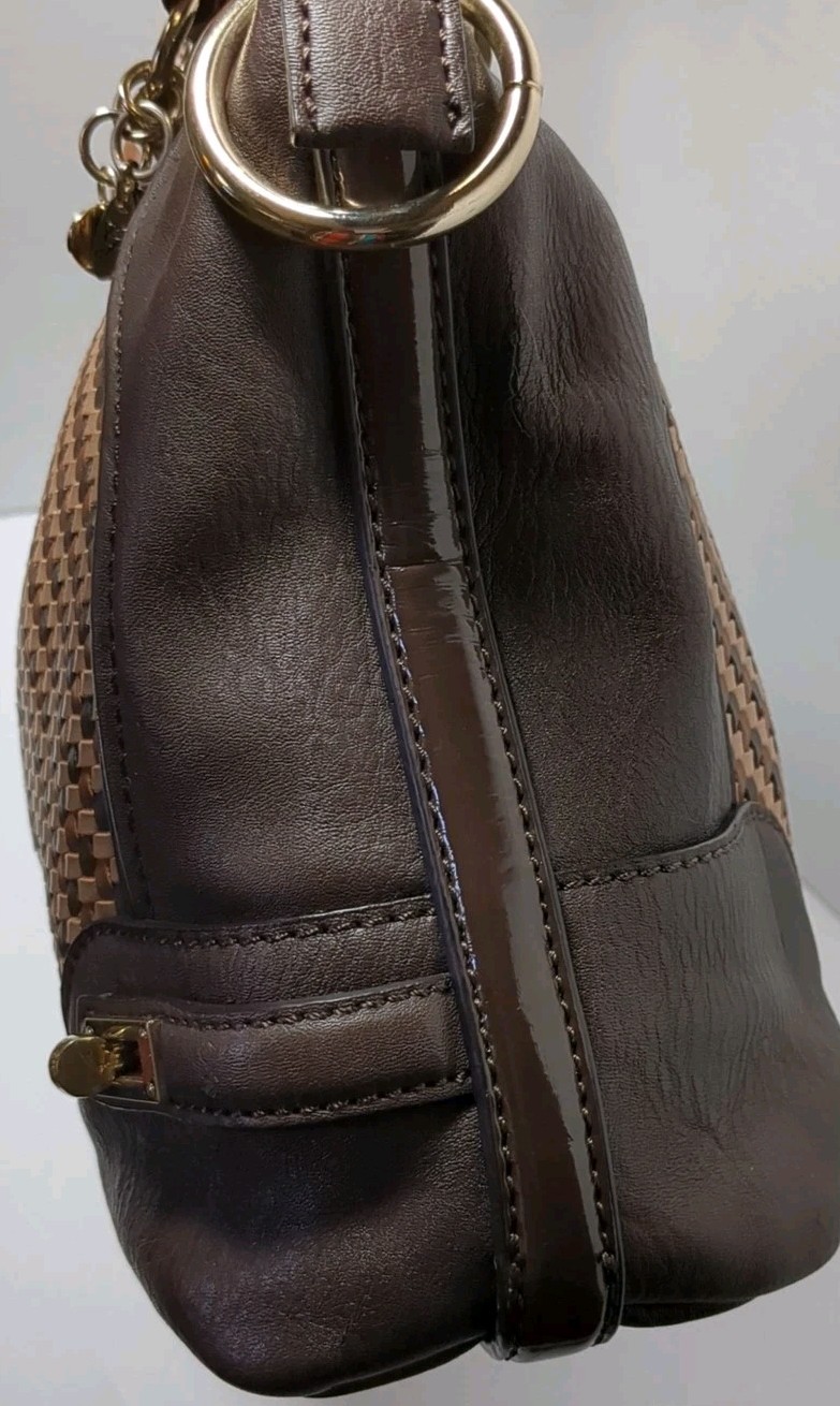 Guess Dizzy Brown Woven Handbag With Braided Hand… - image 13