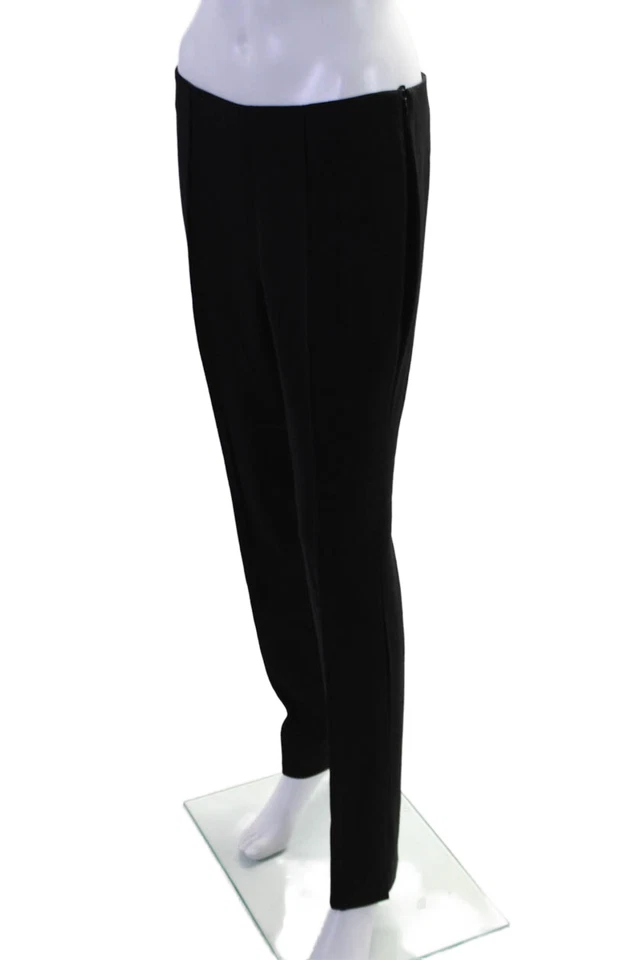 Pantalones ajustados plisados cintura alta negros de lana Rena Lange para mujer talla 8 Foto 2 de 4