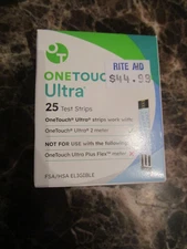 One Touch Ultra Diabetic Blood Glucose Test Strips 25 Count Exp. 02/28/2026