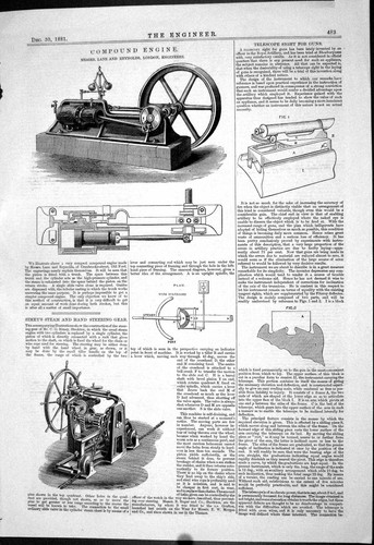 Antiker alter Druck Compound Engine Lane Reyns Simey Dampflenkgetriebe 1881
