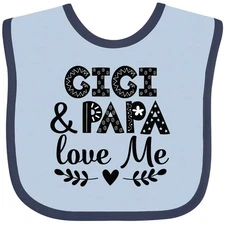 Inktastic Gigi And Papa Love Me Grandbaby Baby Bib Loves Clothes Girl Boy Infant