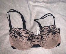 Chantelle Women's Unlined Demi Underwire Bra nude and black Size 36DDD-36F New