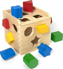 Melissa Doug Shape Sorting Cube - Classic Wooden Toy with 12 Shapes