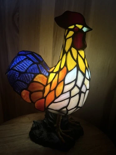 VTG Tiffany Style Stained Glass Chicken Rooster Lamp Shade Only!