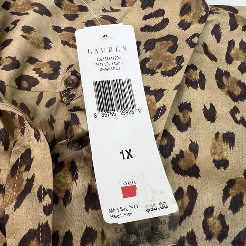 NWT Lauren Ralph Lauren Cheetah Print Animal Blouse Button Shirt MSRP $95 sz 1X - Picture 7 of 7
