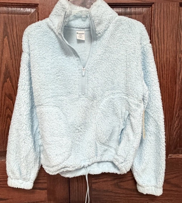 NWT No Boundaries Light Blue Fuzzy Sherpa Quarter Zip Pullover Jacket Small 4-6