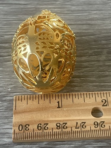 🔥1988 Vintage Tono Oro Franklin Mint Tesoro delle Uova Filigrana Solo Uovo di Pasqua - Foto 10 di 10