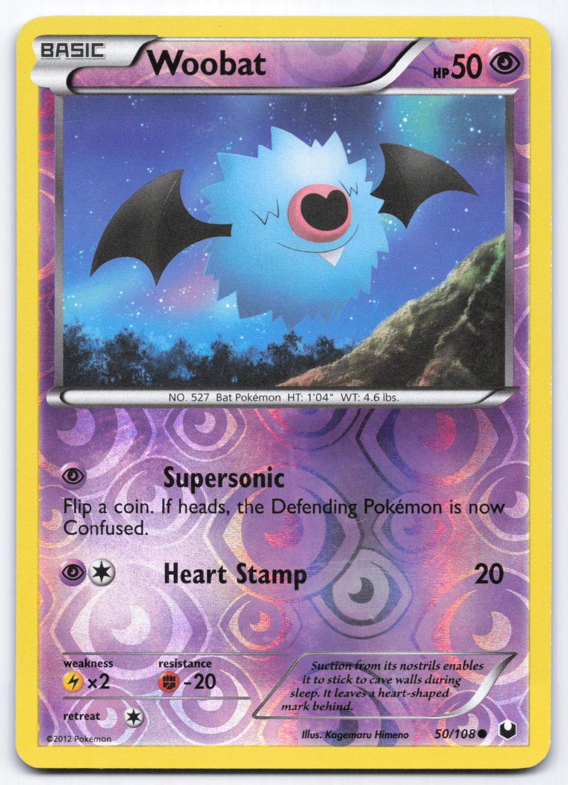 Woobat 50/108 Dark Explorers Reverse Holo Common Pokemon Card LP