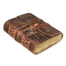 Leather Journal with Deckle Edge Paper 8x6 inch 8 x 6 Brown Lined Deckle Paper