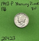 1943-P Mercury Dime 10c BU Brilliant Uncirculated Full Band US Coin See Pictures
