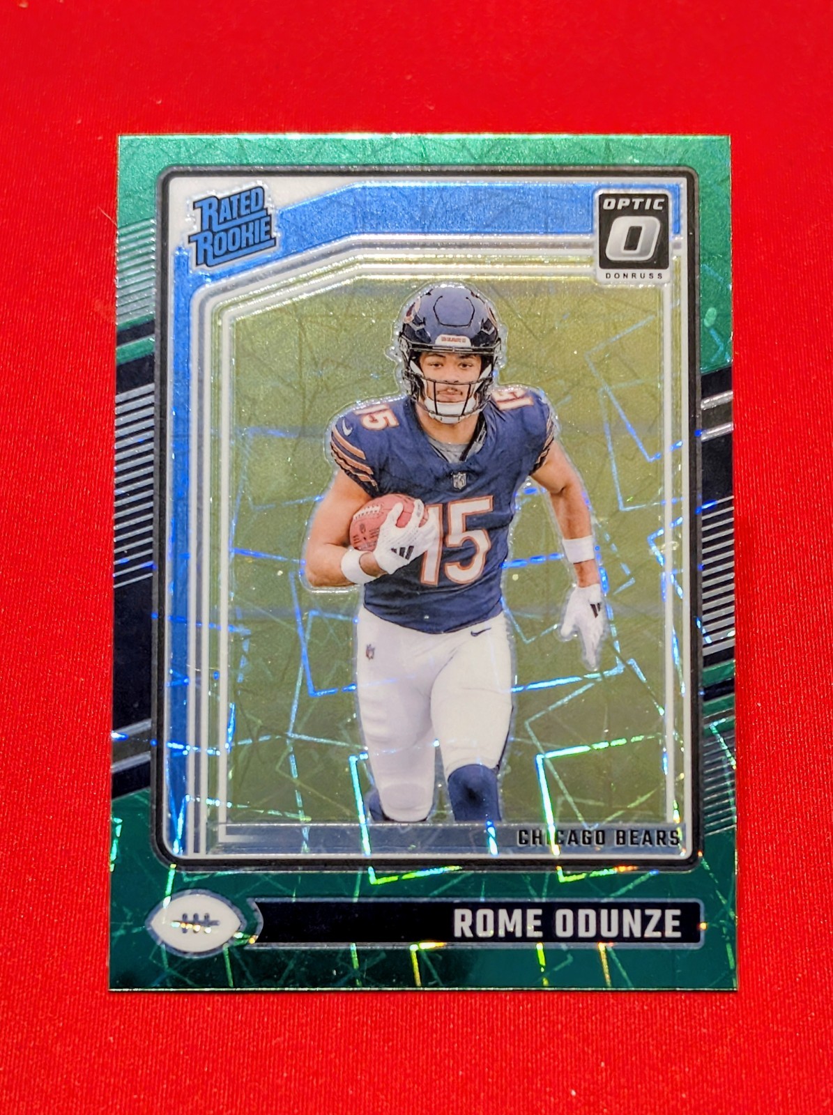 🔥Rome Odunze (RC) Green Velocity Prizm -2024 Donruss Optic Rated Rookie #286