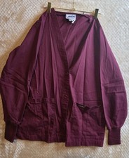 Landau Burgundy Womens Scrub Top Jacket Size Small
