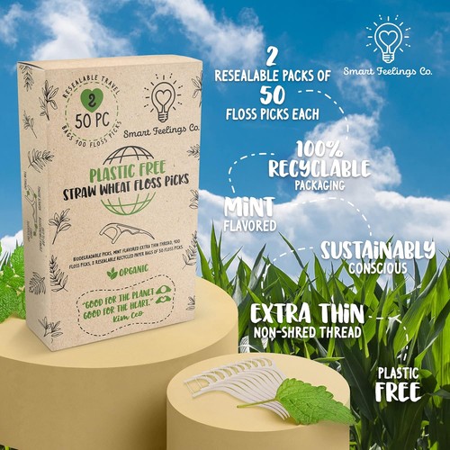 Biodegradable Dental Floss Picks 100 Count 2 Packs | Eco-Friendly Bamboo...  - Picture 4 of 6