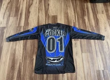 2001 JT Pro Series “BLUE” “POWER COCKER 01” Paintball Jersey SIZE X-LARGE AUTO