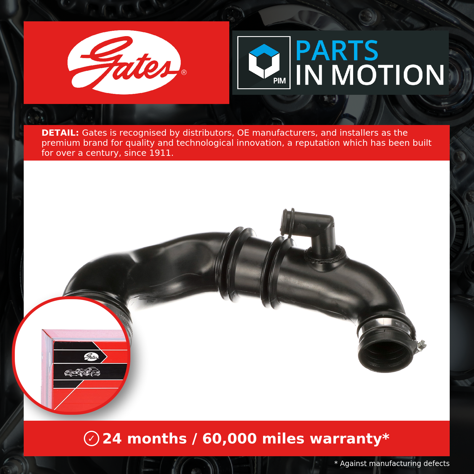 Air intake duct pipe Plastic ANTK1189 GATES for RENAULT DACIA - Image 12