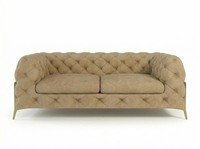 Klassisches Beigefarbenes 2,5-Sitzer-Sofa Chesterfield-Stoffsofa Wohnzimmer